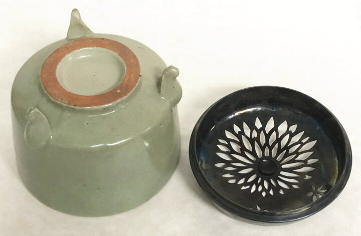 楽天市場】【送料無料】古青磁大香炉純銀火屋付約174g 修復あり茶道 