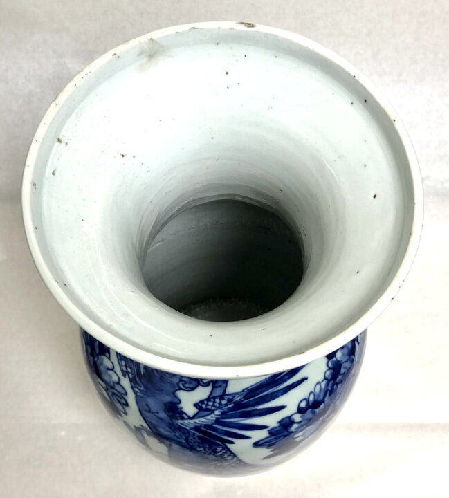 楽天市場】【送料無料】清時代中期 古染付牡丹花鳥紋様 磁器大花瓶呉須 