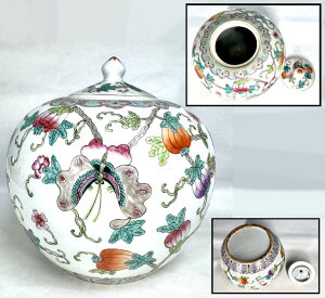 【送料無料】粉彩花蝶文蓋壷 唐物骨董 古美術 入手困難中国古玩 コレクション (旧家蔵出し) 威龍彩雲通販