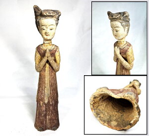【送料無料】北魏時代(5−6世紀)仕女俑伝世品焼物 中国美術 陶器唐物 歴史有る年代物 入手困難骨董 古美術 (旧家蔵出し)威龍彩雲通販