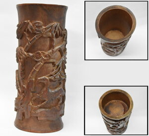 【送料無料】古竹手彫り 竹鹿 竹根細工超細密彫刻 唐小物 古美術古道具 時代書道具入手困難 骨董古玩(旧家蔵出し) 威龍彩雲通販