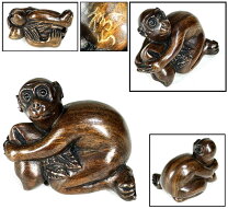 楽天市場】猿 根付（東洋彫刻｜彫刻）：アート・美術品・骨董品・民芸 
