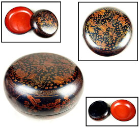 【送料無料】時代物 木製描金魚藻文蒔絵喰籠菓子器 約直径32cm 漆器骨董 古玩 古美術 細密細工ウブ品 (旧家蔵出し) 威龍彩雲