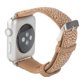 Revetta エイ革 ガルーシャ スティングレイ Apple Watch バンド ベルト ベージュ 42mm/44mm/45mm SE/8/7/6/5/4/3/2/1 [091-3stab42]