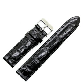 Revetta クロコダイル ワニ革 腕時計 バンド ベルト ブラック 黒 22mm [165-1crb22]