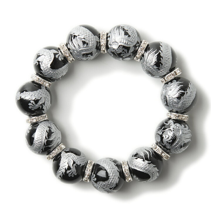 楽天市場】石輝 銀彫り五本爪皇帝龍 オニキス 20mm シルバーロンデル  