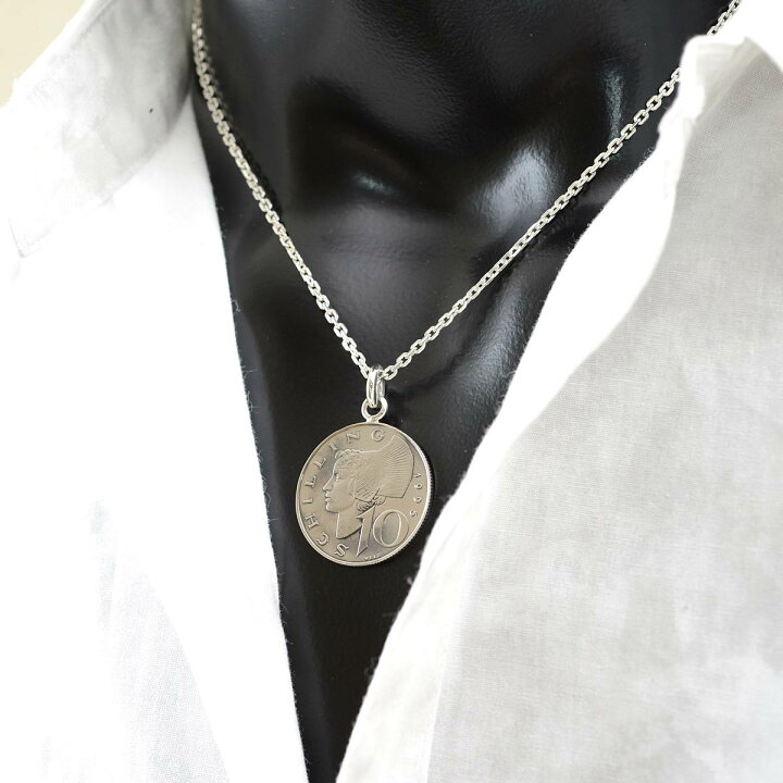 楽天市場】石輝 オーストリア 10シリング コインネックレス シルバー 