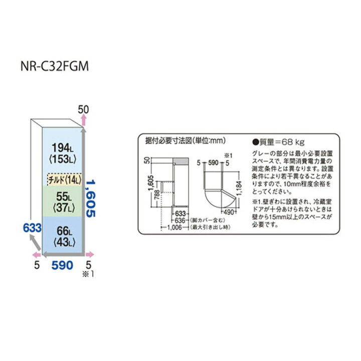 楽天市場】【中古/屋内搬入付き】パナソニック 冷蔵庫 3ドア 315L NR 