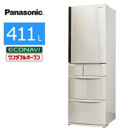 【中古/屋内搬入付き】 Panasonic 5ドア冷蔵庫 60日保証 NR-E412V エコナビ ワンダフルオープン シャキシャキ野菜室 日本製