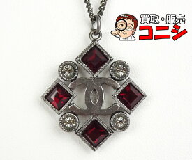 【神戸の質屋】【CHANEL/シャネル】ココマーク ひし形トップ ネックレス 05/P 赤 レッド レディース エレガント【送料無料】j0251y