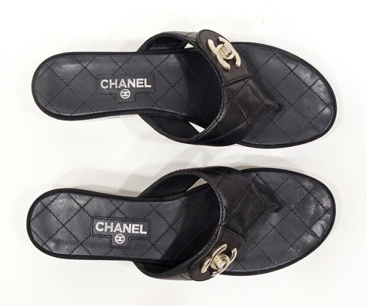 楽天市場】【質コニシ】【CHANEL/シャネル】サンダル レザー 黒  