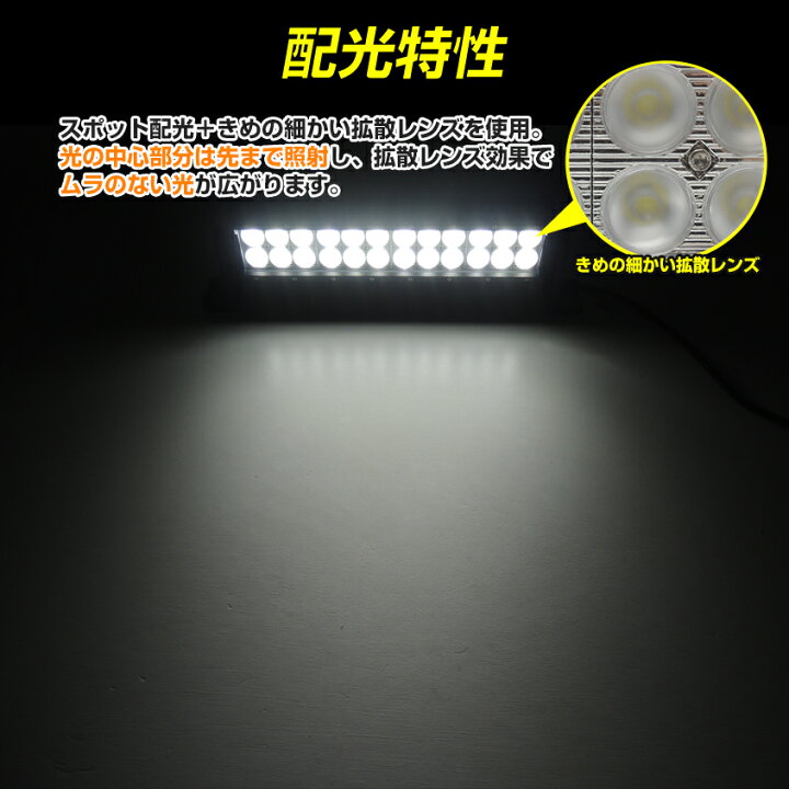 楽天市場 集魚灯 イカ釣り おすすめ 船 ボート Led 集魚ライト 投光器 ライトバーライプ スポット配光 拡散タイプ 5040lm 72w 24v 12v 兼用 防水 防雨 防塵 Ip67 野外照明 烏賊 イサキ アジ 太刀魚 釣り 夜焚きに最適 ワークライト Led作業灯 重機 トラック オフロード車