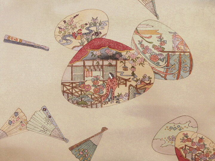 楽天市場】平安絵巻柄 正絹袋帯 まっ茶色の帯 古典柄の帯 手描き 送料 