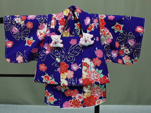 ベビー用着物 『花うさぎ』 当店オリジナル特注品 一ツ身被布セット Z7256-02