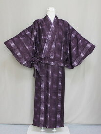 ゆったりサイズの新色単衣二部式着物 M9518BL 送料無料 紫地のBLサイズ 柄の洗える二部式着物　帯不要のきもの