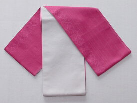 半巾帯・小幅帯 H0706-04 送料無料 日本製 訳あり 濃いめのピンク色の帯 リバーシブル柄のゆかた帯　洗える浴衣帯