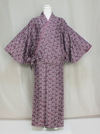 新柄二部式着物 M2084-05M 送料無料 Mサイズ 帯不要のきもの 小紋紋柄の洗える着物 紫色の二部式きもの