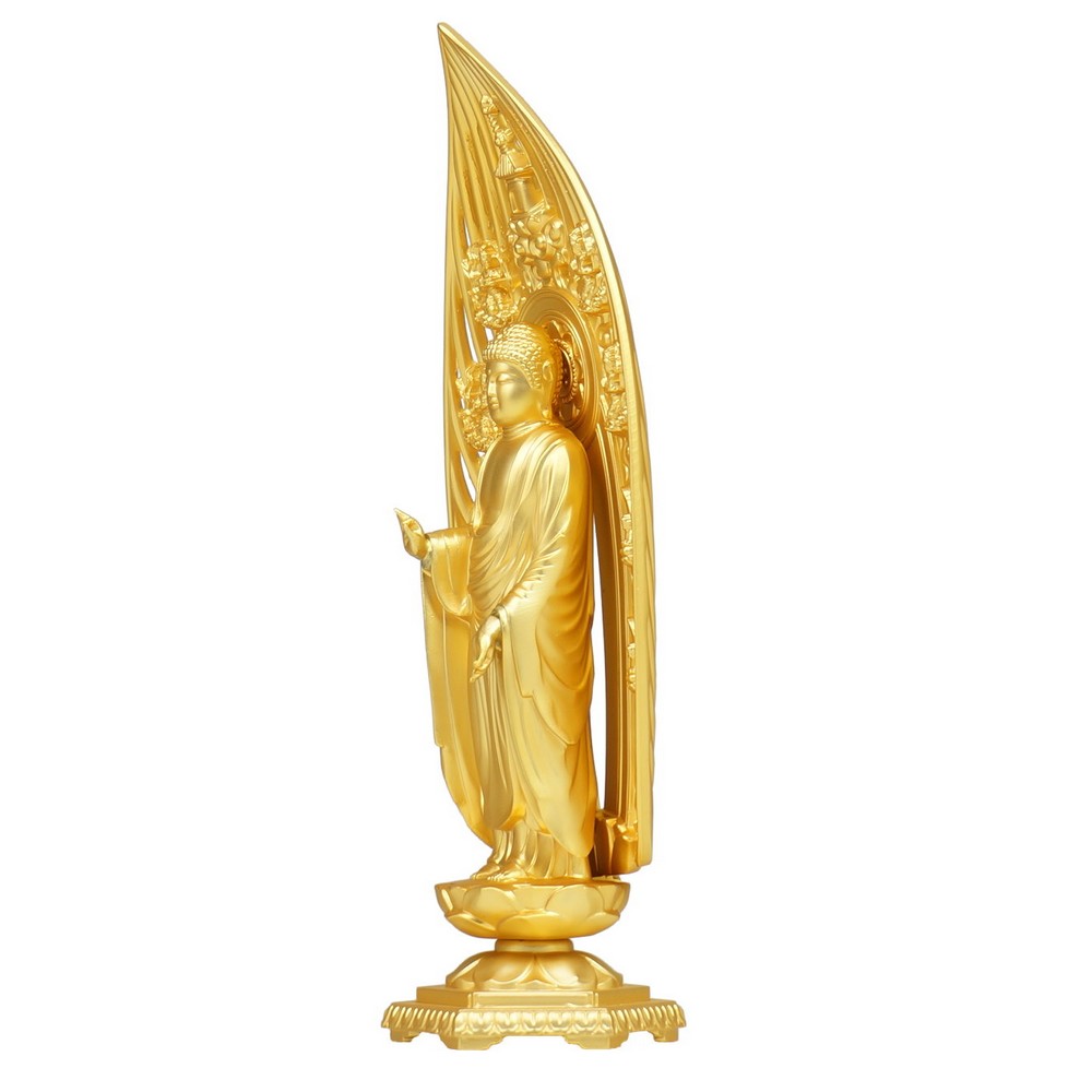 楽天市場】［仏像］ 阿弥陀如来 舟形 １８．０ｃｍ 金鍍金仕上 合金製