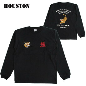 HOUSTON ヒューストン メンズ スーベニア長袖Tシャツ（ロンT）スカTシャツ カラー：BLACK タイガー アウター ロカビリー Rockabilly 50's アメカジ ファッション 春 秋 冬 送料無料