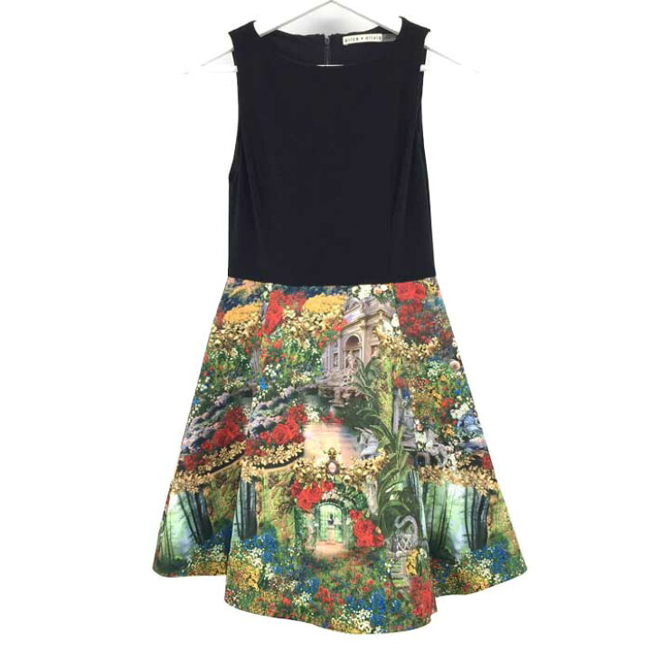 楽天市場 アリス アンド オリビア Alice Olivia ワンピース ノースリーブ Xs相当 ブラック 花柄 中古 美品 リュクスタイル楽天市場店