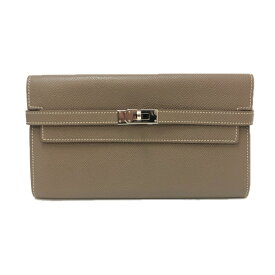 エルメス HERMES ケリーウォレット ロング シルバー金具 ヴォーエプソン 長財布 エトゥープ【中古】【美品】