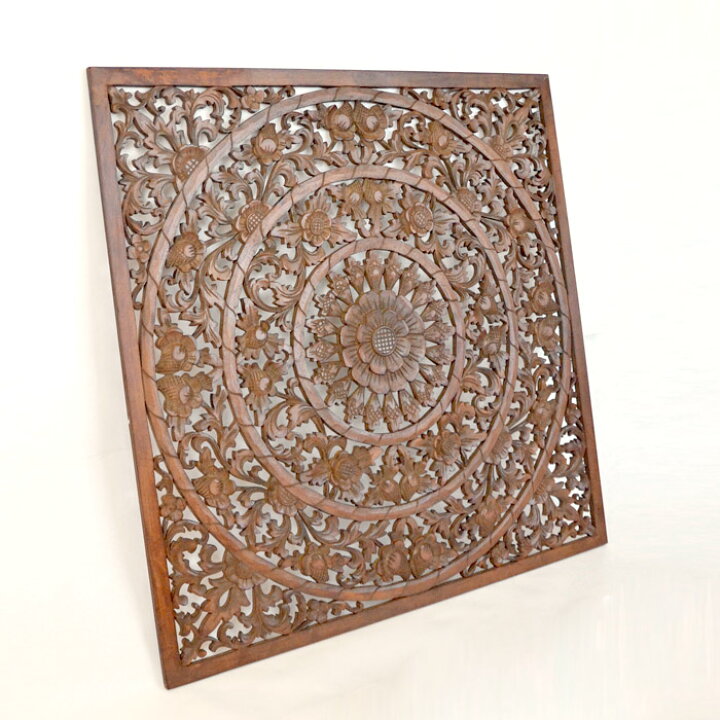 楽天市場】ウッド アートパネル レリーフ 90cm×90cm 花 ブラウン MDF 
