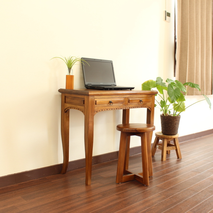 楽天市場】アジアン家具 チーク 無垢 銘木 木製 コンソールテーブル PC 
