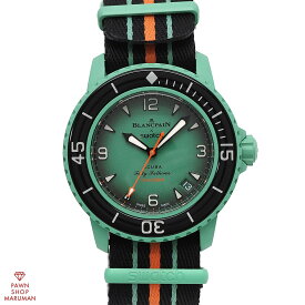 SWATCH スウォッチ BLANCPAIN(ブランパン)コラボ スクーバ フィフティファゾムス インディアン オーシャン SO35I100 自動巻き バイオセラミック×ナイロン グリーン 【送料無料】【中古】【メンズ】【腕時計】【アナログ】【緑】