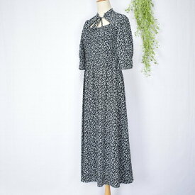 ＼全品大幅割引き♪棚卸しSALEも／INGNI イング シフォンワンピース マキシ丈 フレアライン ロングワンピ レディース 【中】バルーン袖 ボリューム袖 ロング丈 小花模様 上品 カジュアル ブラック/ベージュ 母の日