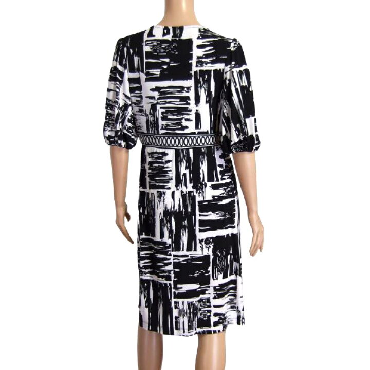 美品【中古】ビーシービージーマックスアズリア BCBG MAXAZRIA ワンピース 表記 M L 11号 相当 黒 ブラック ジャージ素材 5分袖 vネック Vネック ミモレ丈 膝丈 ひざ丈 ノーカラー 襟なし モダン柄 お洒落 おしゃれ 大人 20代 30代 40代 春 夏 レディース ... ■ BCBGMAXAZRIA BCBGENERATOIN まとめ売り3点セット サイズXS2 シルク ワンピース レディース