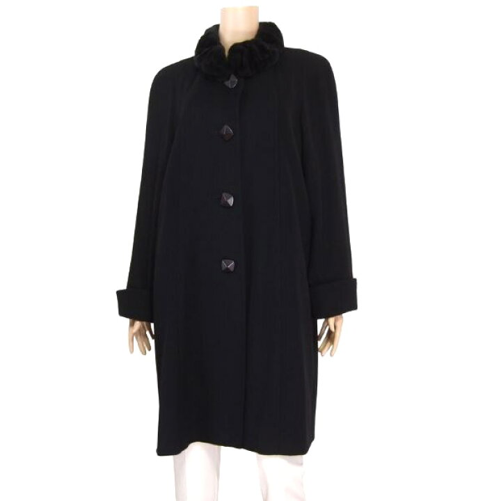 Lelilian レリアン カシミア100 ブラック ロングコート フード付 楽天  