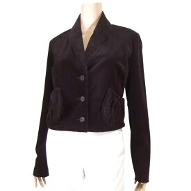 美品【中古】lilith マツオインターナショナル コーデュロイ ジャケット 小さいサイズ 表記 36号 S 7号 相当 古着 濃こげ茶 ブラウン 単品 綿 コットン ストレッチ 伸縮 ショート丈 立体ポケット 長袖 シンプル 無地 通勤 大人 30代 40代 秋冬 秋 冬 アウター レディース