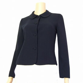 美品【中古】ピエールカルダン pierre cardin 紺 薄地 ウールジャケット 38号/9号 卒業式 春秋 レディース アウター