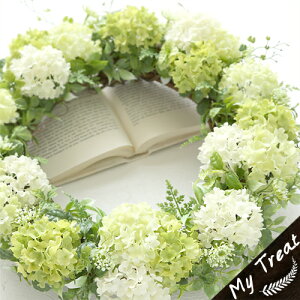 ●スノーボールリース 玄関リース/アートフラワー(造花)【型崩防止加工無料サービス】ウェルカムリース 新築祝 お誕生日 フラワーギフト アートリース 玄関リース アートフラ