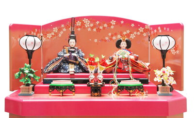 雛人形ひな人形限定特価三五親王桜六角収納飾り