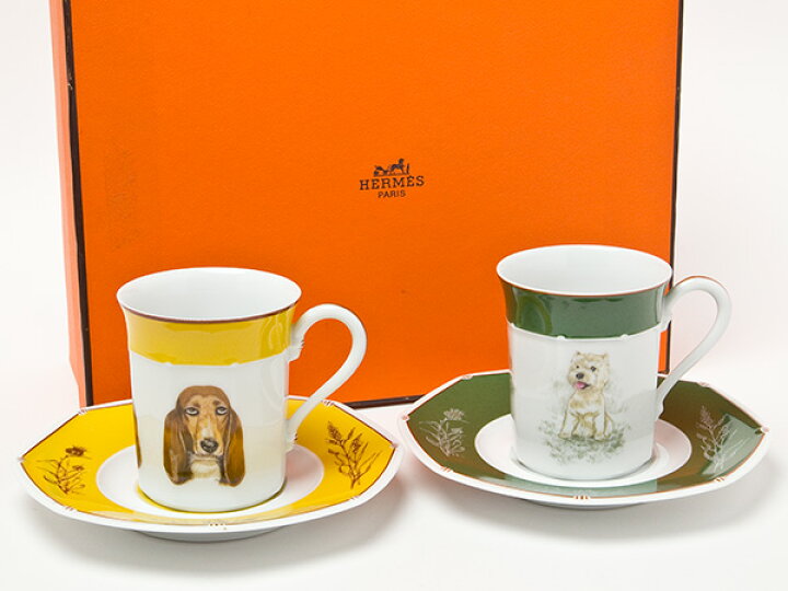 楽天市場】エルメス犬柄ドッグペアカップ＆ソーサーお茶のふじい・藤井 