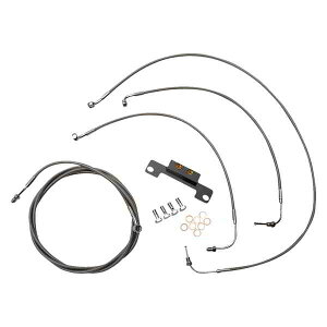  WXeXґgnho[P[u/u[LCLbg LA `bp[Y Handlebar Cable/Brake Line Kit - Stock Ape Hanger Handlebars - Stainless Steel LA-8056KT-08 DRAG 06620882