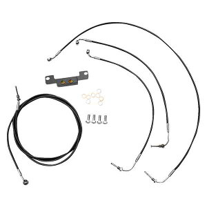  WubNrj[ґgnho[P[u/u[LCLbg - GCvnK[ LA `bp[Y Handlebar Cable/Brake Line Kit - Stock Ape Hanger Handlebars - Black Vinyl LA-8056KT-08B DRAG 06620883