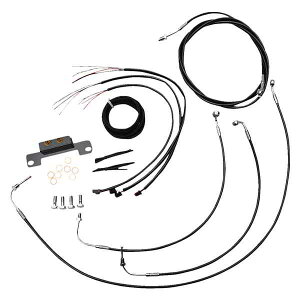  SȃubNrj[ґgnho[P[u/u[LCLbg LA `bp[Y Handlebar Cable/Brake Line Kit - Complete - Stock Handlebars - Black Vinyl LA-8056KT2-08B DRAG 06620895