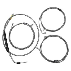 WXeXґgnho[P[u/u[LCLbg LA `bp[Y Handlebar Cable/Brake Line Kit - Stock Ape Hanger Handlebars - Stainless Steel LA-8058KT-08 DRAG 06621093