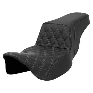 取寄せ サドルマン Step-Up Seat - Front Lattice Stitch - Gray Stitch - Extended Reach - FLH/FLT '08-'23 A808-07E-172GRE DRAG 08011578