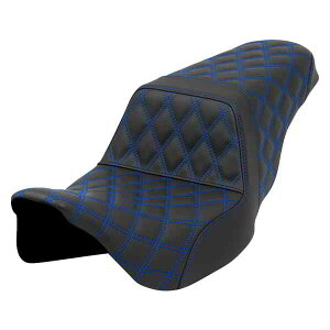 ��� �X�e�b�v�A�b�v�V�[�g - ���e�B�X�X�e�b�` - �u���[�X�e�b�` - FLH/FLT 08-23 �T�h���}�� Step-Up Seat - Lattice Stitch - Blue Stitch - FLH/FLT '08-'23 808-07B-17501 DRAG 08011582
