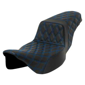 ��� �X�e�b�v�A�b�v�V�[�g - ���e�B�X�X�e�b�` - �u���[�X�e�b�` - �G�N�X�e���f�b�h���[�` - FLH/FLT 08-23 �T�h���}�� Step-Up Seat - Lattice Stitch - Blue Stitch - Extended Reach - FLH/FLT '08-'23 808-07E-17501 DRA