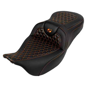  njJ [h\t@? V[g Th} RoadSofa? Seat - Honeycomb - Orange Stitch - without Backrest - FLH/FLT '08-'23 808-07B-18903 DRAG 08011641