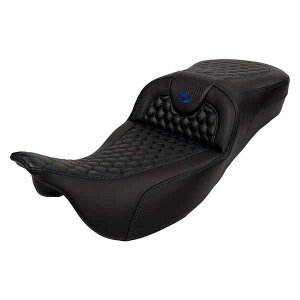  njJ [h\t@? V[g Th} RoadSofa? Seat - Honeycomb - Blue Stitch - Extended Reach - without Backrest - FLH/FLT '08-'24 808-07B-19001 DRAG 08011648