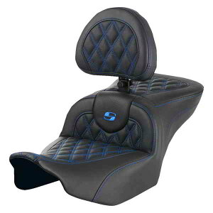  [h\t@? eBXXeb`V[g Th} RoadSofa? Seat - with Backrest - Lattice Stitch - Blue Stitch - FLTR/FLHX '23-'24 823-07-182B1 DRAG 08011719