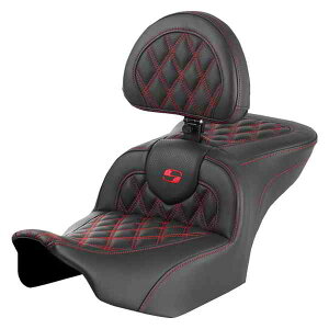  [h\t@? eBXXeb`V[g Th} RoadSofa? Seat - with Backrest - Lattice Stitch - Red Stitch - FLTR/FLHX '23-'24 823-07-182B4 DRAG 08011722
