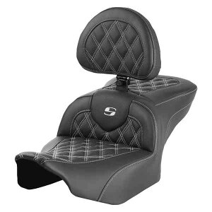  [h\t@? eBXXeb`V[g Th} RoadSofa? Seat - with Backrest - Lattice Stitch - White Stitch - FLTR/FLHX '23-'24 823-07-182B6 DRAG 08011724