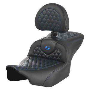 njJ[h\t@?V[g Th} Roadsofa? Seat - with Backrest - Honeycomb - Blue Stitch - FLTR/FLHX '23-'24 823-07-189B1 DRAG 08011749
