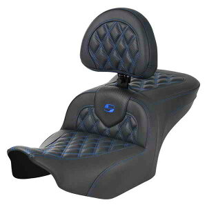  [h\t@? eBXXeb`V[g Th} RoadSofa? Seat - with Backrest - Carbon Fiber - Lattice Stitch - Blue Stitch - FLTR/FLHX '23-'24 823-07-206B1 DRAG 08011787